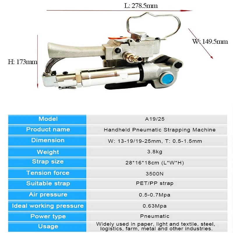 Handheld pneumatic combination Tool for Strapping, Pet Strapping Tool, Pneumatic Strapping Tool, Combination Strapping Tool Alat gabungan pneumatik pegang tangan untuk Tali, Alat Pengikat Haiwan Peliharaan, Alat Pengikat Pneumatik, Alat Pengikat Gabungan