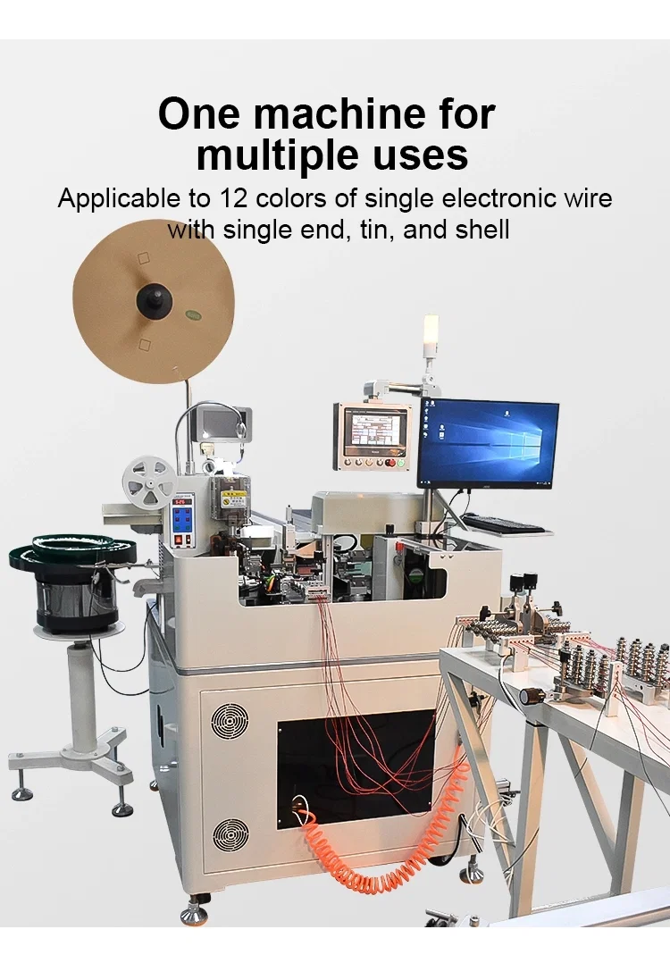 pelbagai wayar menembusi cangkerang palam plastik, kedudukan pelucutan wayar terminal mesin tinning, Lihat mesin memasukkan cangkerang plastik 