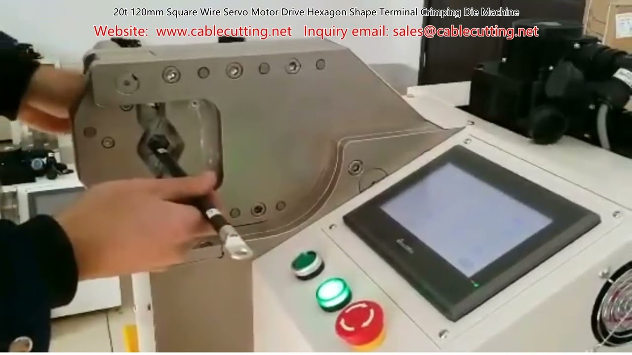 Mesin Crimping Terminal Heksagon 20 Tan, 120mm Wayar Persegi dengan Pemacu Servo Motor