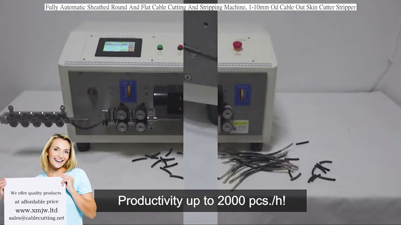 Fully Automatic Sheathed Round & Flat Cable Cutting and Stripping Machine for 1-10mm OD Cable