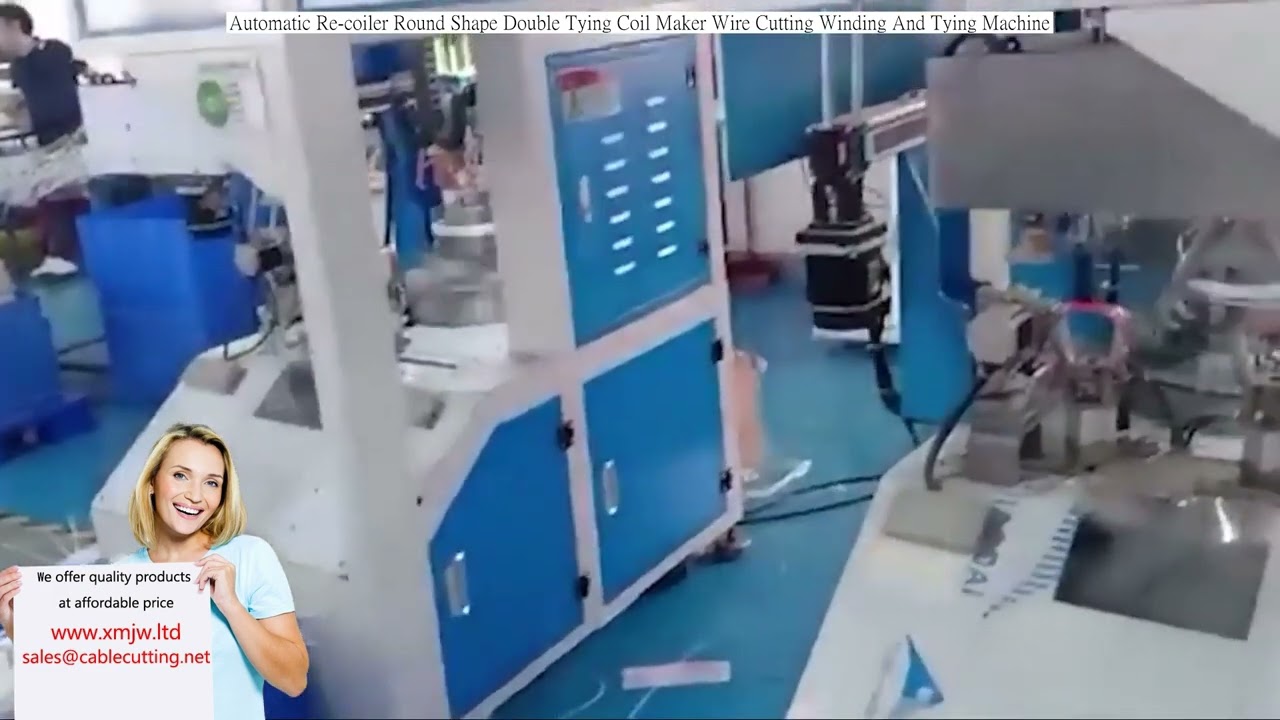 Mesin Penggulung Automatik Bentuk Bulat dengan Pengikat Berganda untuk Potong, Gulung dan Ikat Wayar